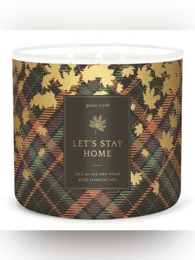Goose Creek Let’s Stay Home 3 Wick Candle 14.5 oz Jar Crisp Apple Vanilla New